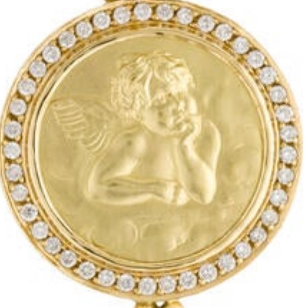 Temple St Clair 18kt diamond pave angel pendant